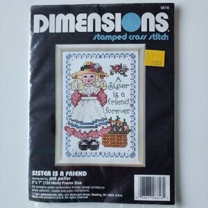Dimensions Sister Is A Friend‎ Forever Stamped Cross Stitch Kit 6616 Gift 1991